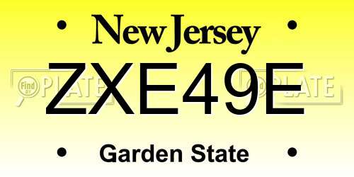 ZXE49E New Jersey License Plate