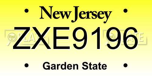 ZXE9196 New Jersey License Plate