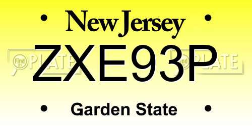 ZXE93P New Jersey License Plate