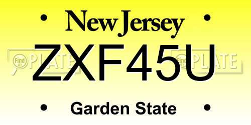 ZXF45U New Jersey License Plate