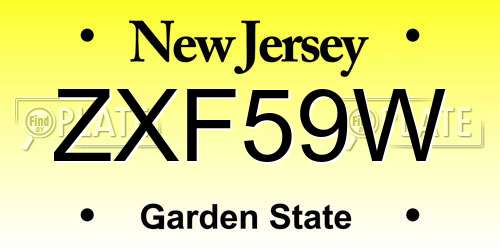 ZXF59W New Jersey License Plate