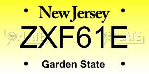 ZXF61E New Jersey License Plate