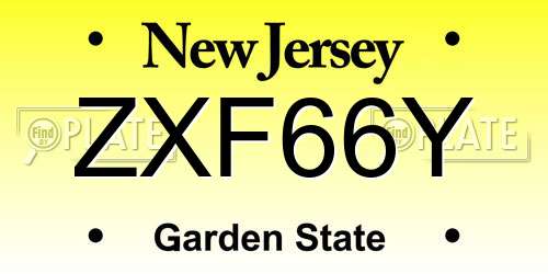 ZXF66Y New Jersey License Plate