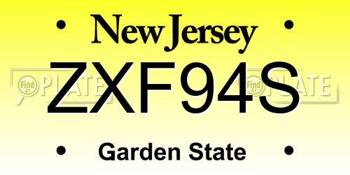 ZXF94S New Jersey License Plate