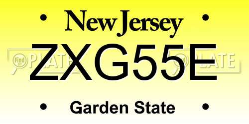 ZXG55E New Jersey License Plate