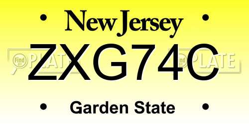 ZXG74C New Jersey License Plate