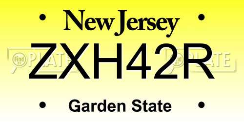 ZXH42R New Jersey License Plate