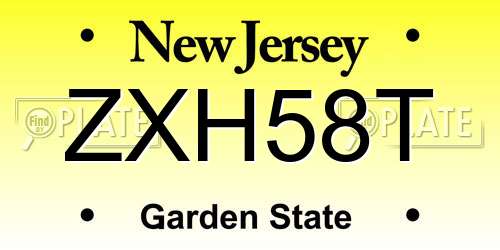 ZXH58T New Jersey License Plate