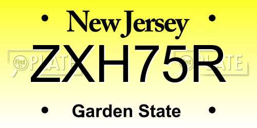 ZXH75R New Jersey License Plate