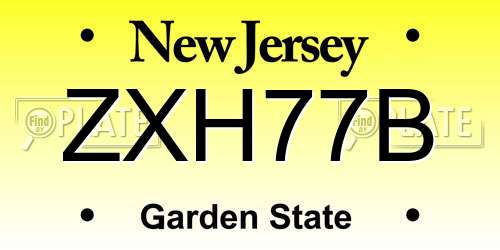 ZXH77B New Jersey License Plate