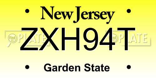 ZXH94T New Jersey License Plate