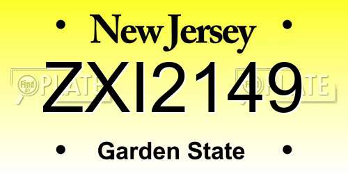 ZXI2149 New Jersey License Plate