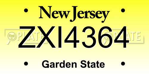 ZXI4364 New Jersey License Plate