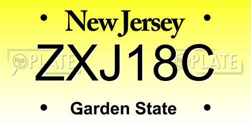 ZXJ18C New Jersey License Plate