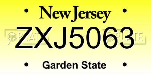 ZXJ5063 New Jersey License Plate