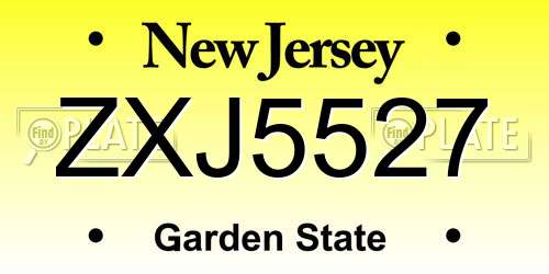 ZXJ5527 New Jersey License Plate