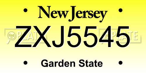 ZXJ5545 New Jersey License Plate