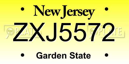 ZXJ5572 New Jersey License Plate