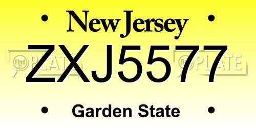 ZXJ5577 New Jersey License Plate