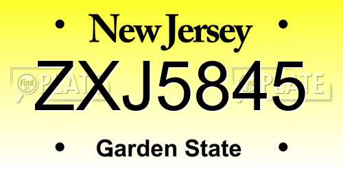 ZXJ5845 New Jersey License Plate