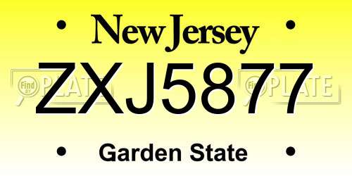 ZXJ5877 New Jersey License Plate