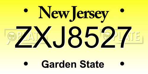 ZXJ8527 New Jersey License Plate