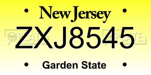 ZXJ8545 New Jersey License Plate
