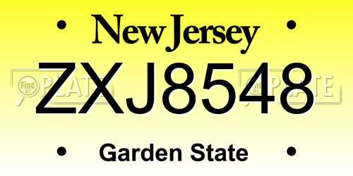 ZXJ8548 New Jersey License Plate