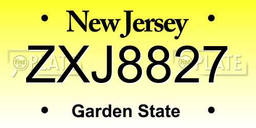 ZXJ8827 New Jersey License Plate