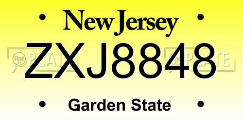 ZXJ8848 New Jersey License Plate