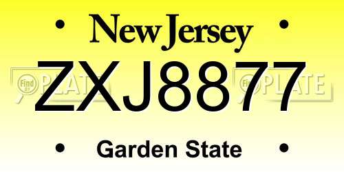 ZXJ8877 New Jersey License Plate