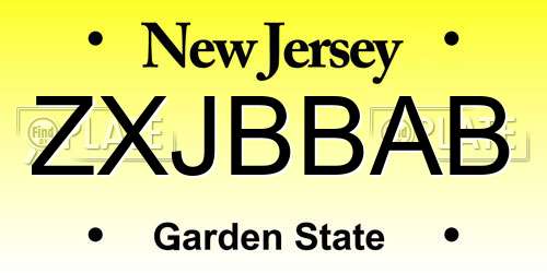 ZXJBBAB New Jersey License Plate