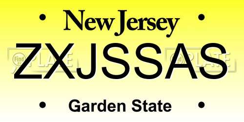 ZXJSSAS New Jersey License Plate