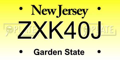 ZXK40J New Jersey License Plate
