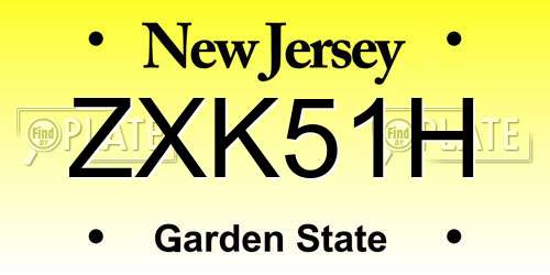 ZXK51H New Jersey License Plate