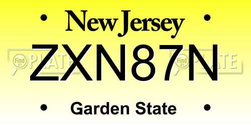 ZXN87N New Jersey License Plate