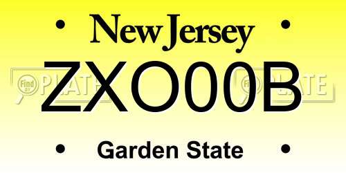 ZXO00B New Jersey License Plate