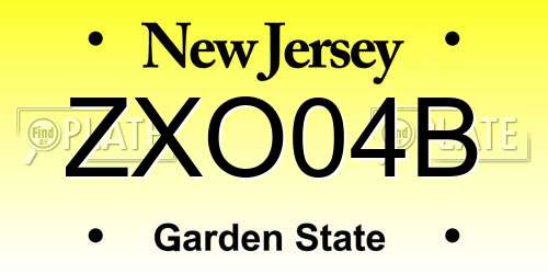ZXO04B New Jersey License Plate