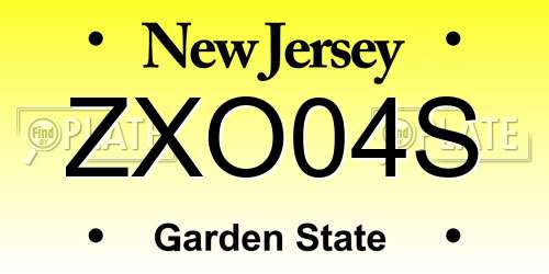 ZXO04S New Jersey License Plate