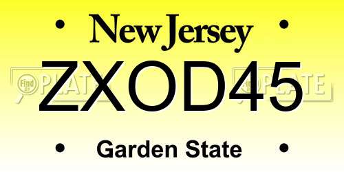 ZXOD45 New Jersey License Plate