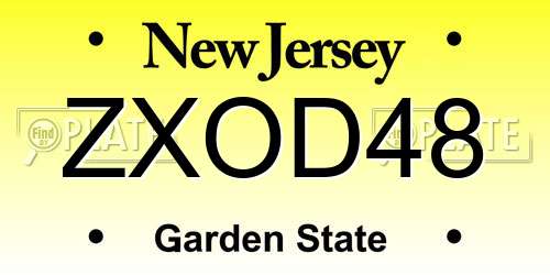 ZXOD48 New Jersey License Plate