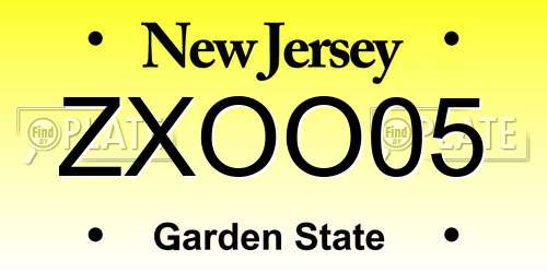 ZXOO05 New Jersey License Plate