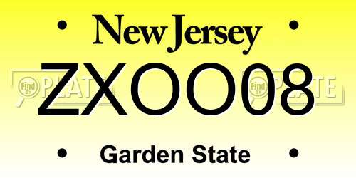 ZXOO08 New Jersey License Plate