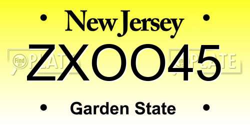ZXOO45 New Jersey License Plate