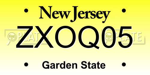 ZXOQ05 New Jersey License Plate