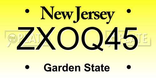 ZXOQ45 New Jersey License Plate