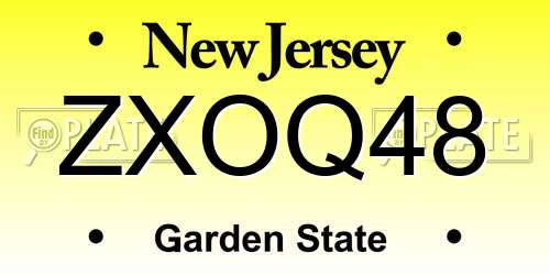 ZXOQ48 New Jersey License Plate