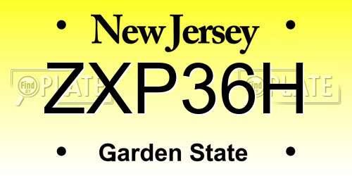 ZXP36H New Jersey License Plate
