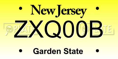 ZXQ00B New Jersey License Plate