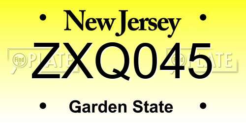 ZXQ045 New Jersey License Plate